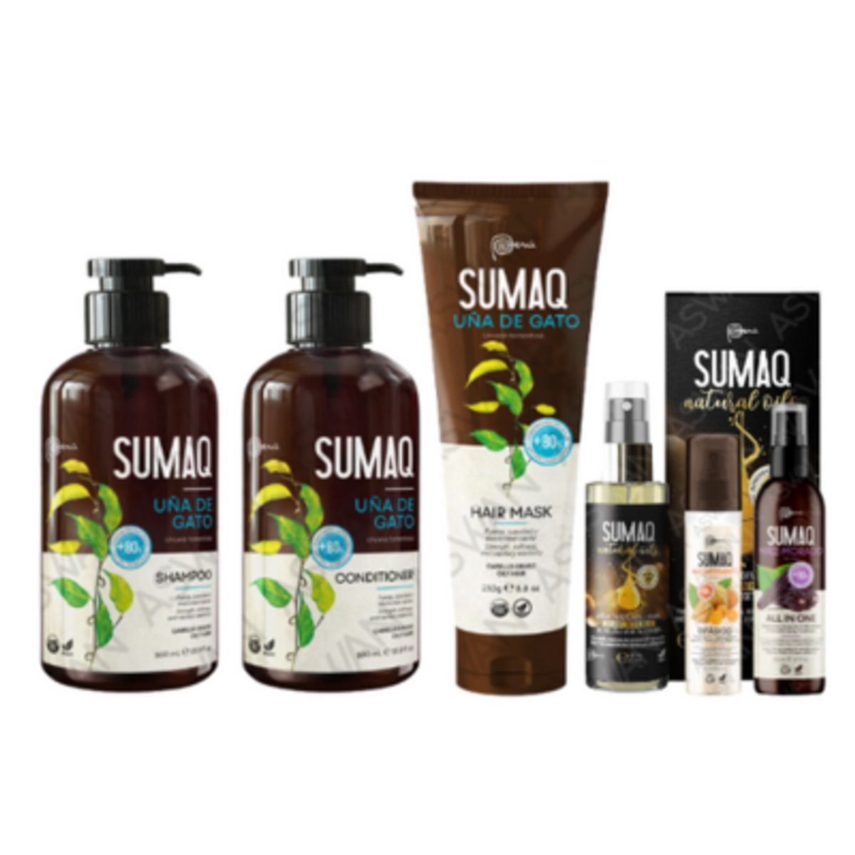SUMAQ - KIT DE UÑA DE GATO - SHAMPOO + ACONDICIONADOR + MASCARILLA + ACEITE + BIFASICO + MAIZ MORADO - SUMAQ