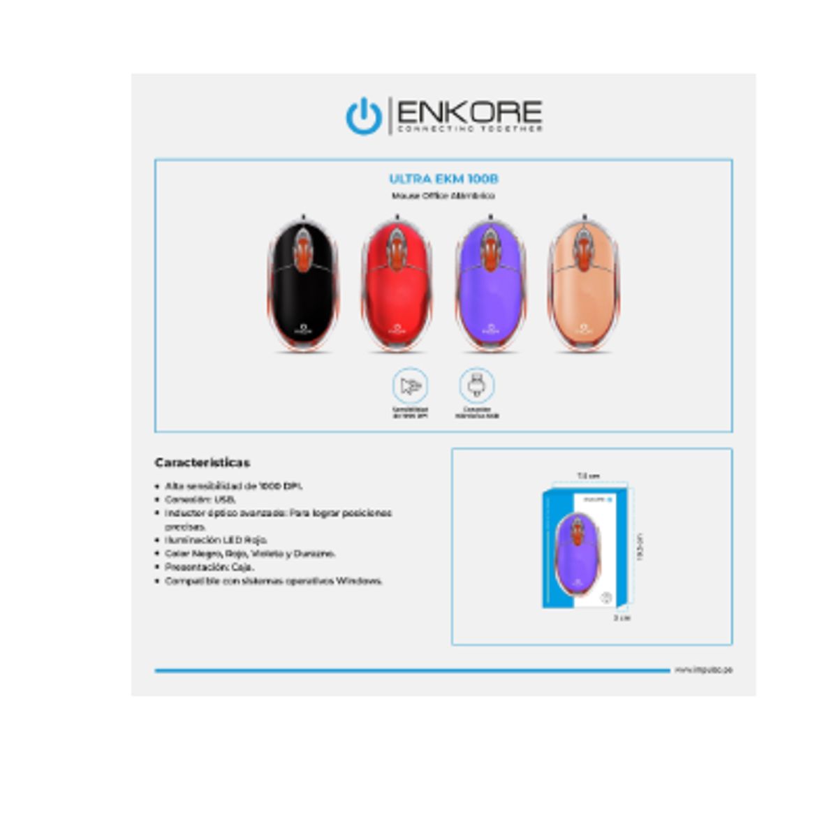 ENKORE - Mouse Office Alámbrico ULTRA EKM100P USB Negro ENKORE