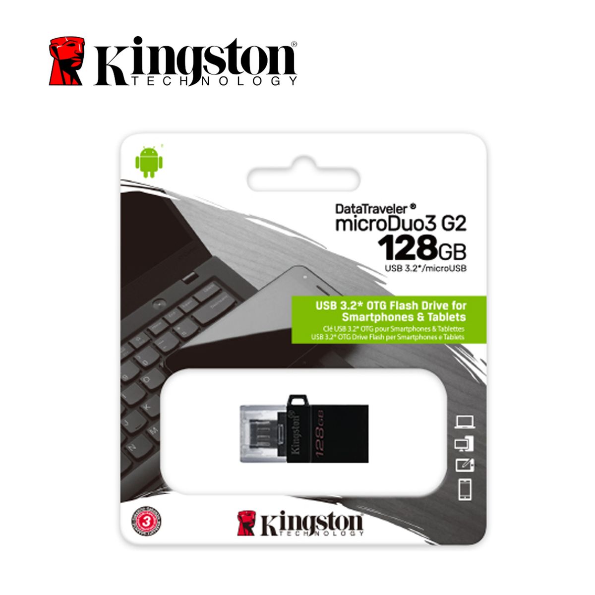 KINGSTON - Memoria MicroDuo 128GB 30 USB OTG Plomo