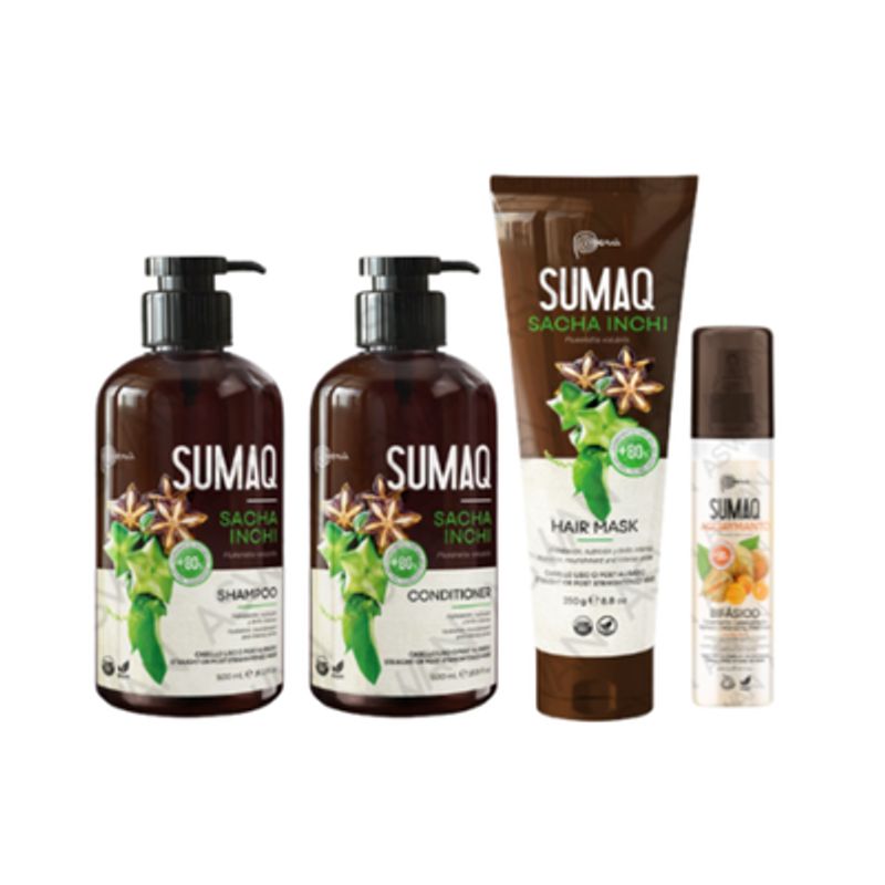 SUMAQ - KIT DE SACHA INCHI - SHAMPOO + ACONDICIONADOR + MASCARILLA + BIFASICO - SUMAQ