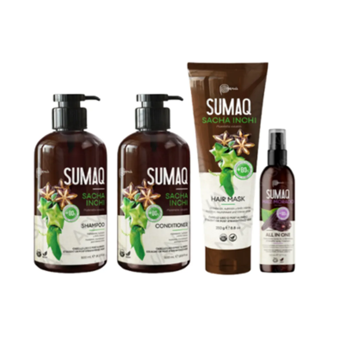 SUMAQ - KIT DE SACHA INCHI - SHAMPOO + ACONDICIONADOR + MASCARILLA + MAIZ MORADO - SUMAQ