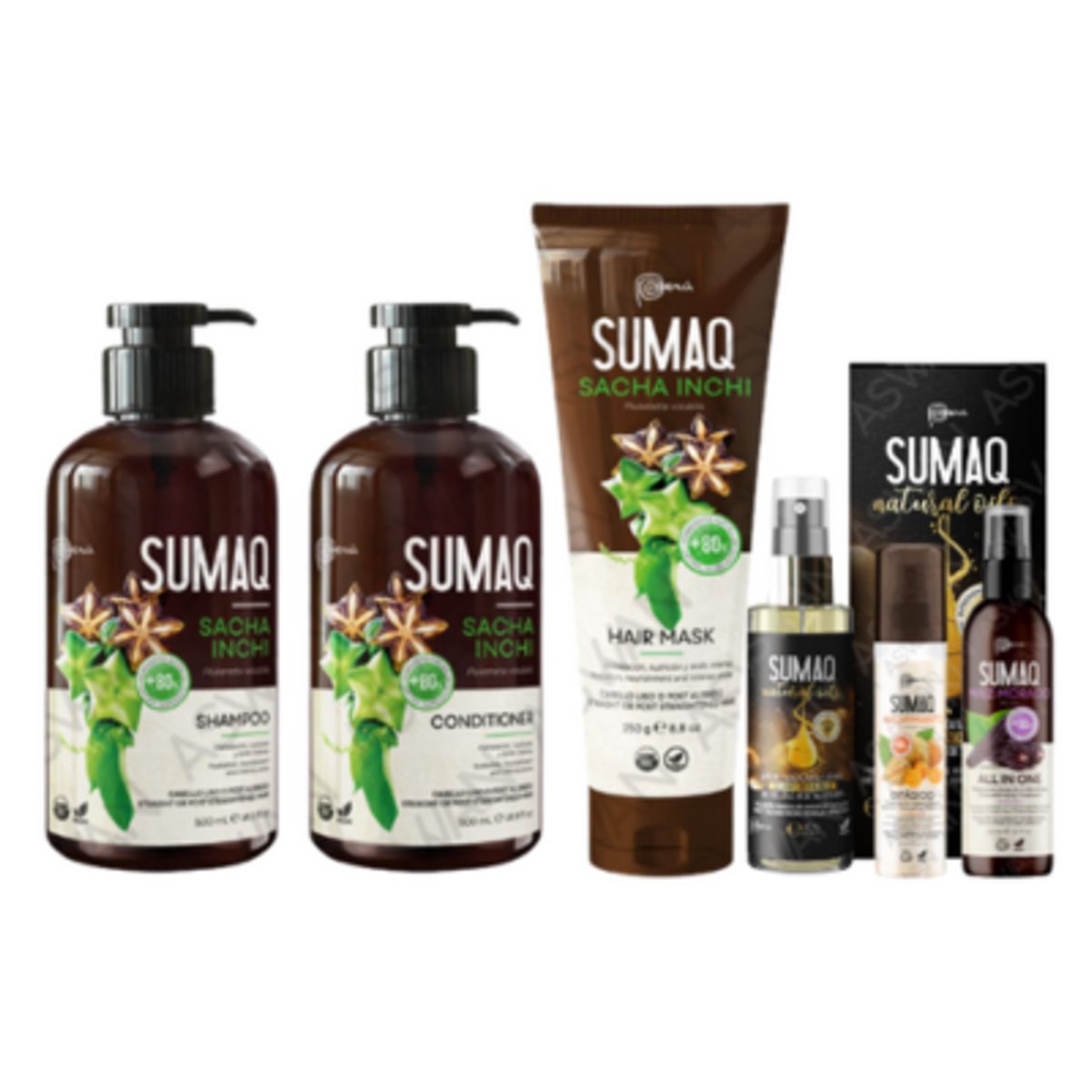 SUMAQ - KIT DE SACHA INCHI - SHAMPOO + ACONDICIONADOR + MASCARILLA + ACEITE + BIFASICO + MAIZ MORADO - SUMAQ
