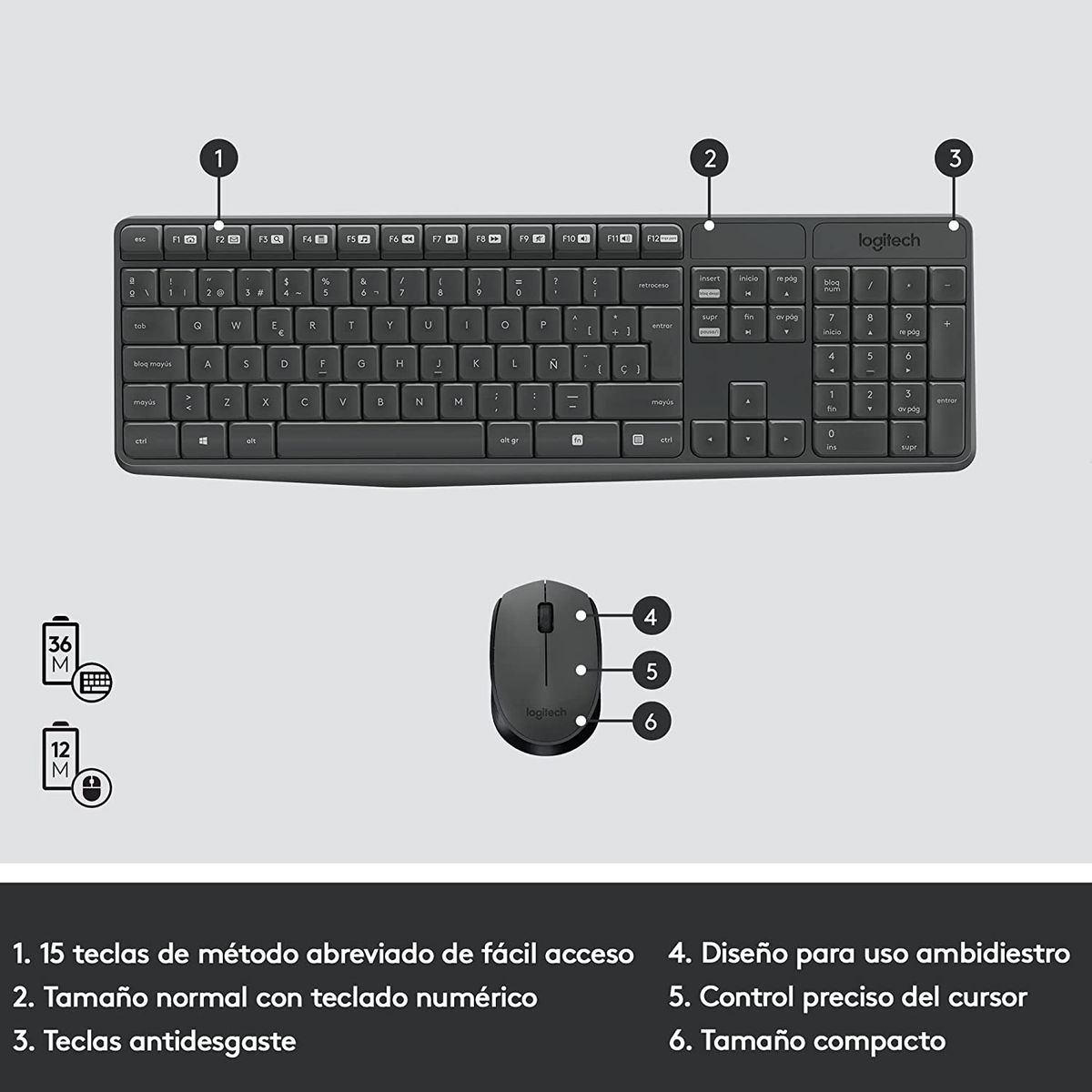 LOGITECH - Teclado & Mouse MK120 Anti salpicaduras