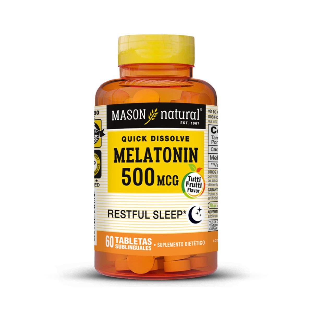 MASON NATURAL - Melatonina 500 MCG - Mason Natural - 60 Tabletas sublinguales