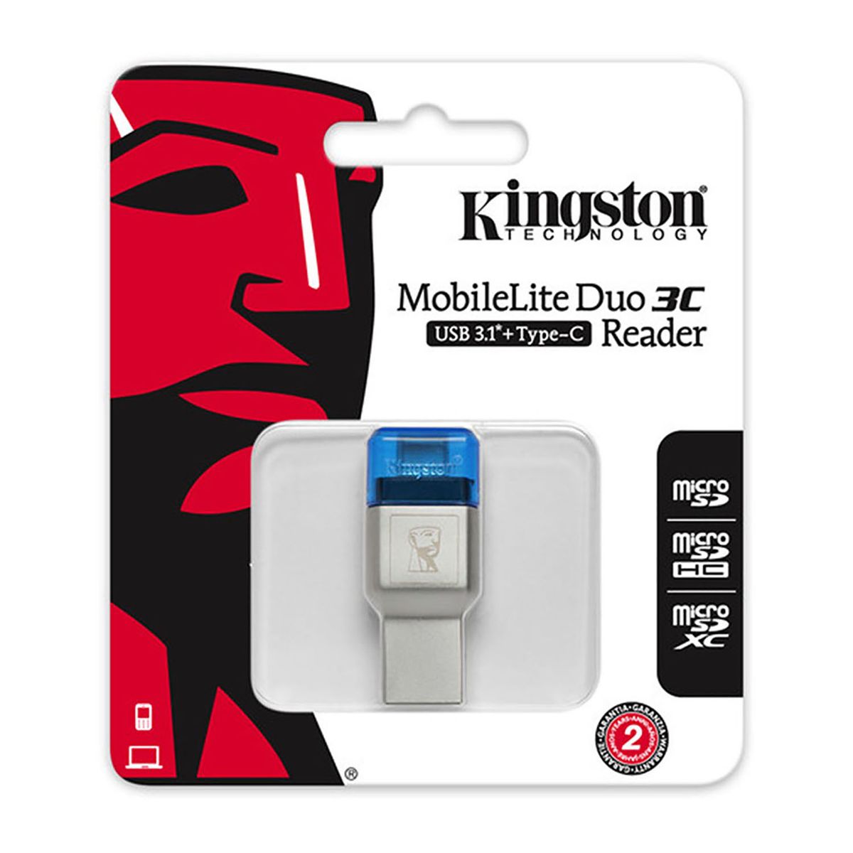 KINGSTON - Lector De Tarjetas KINGSTON MOBILITE DUO 3C  Negro