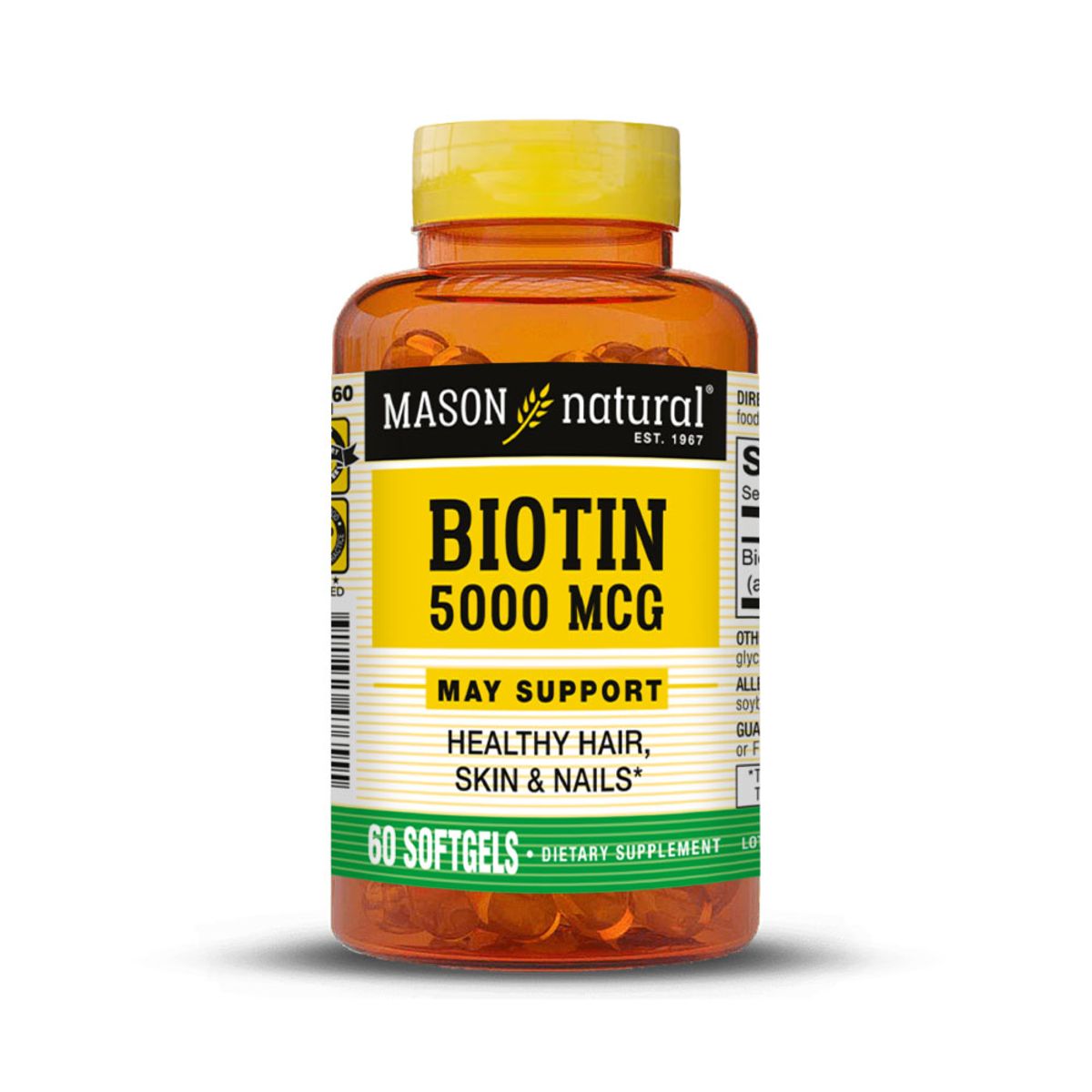 MASON NATURAL - Biotina 5000 MCG - Mason Natural - 60 Cáps. Blandas