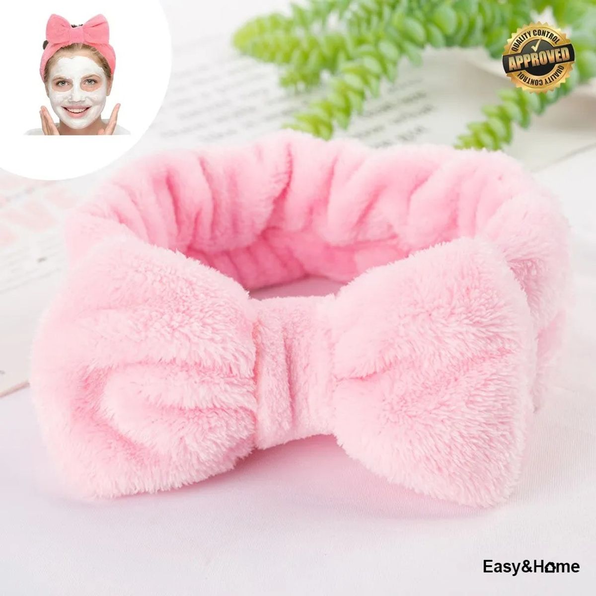 GENERICO - Vincha Skincare Facial Rosado + Brochas Set 8 piezas Rosado