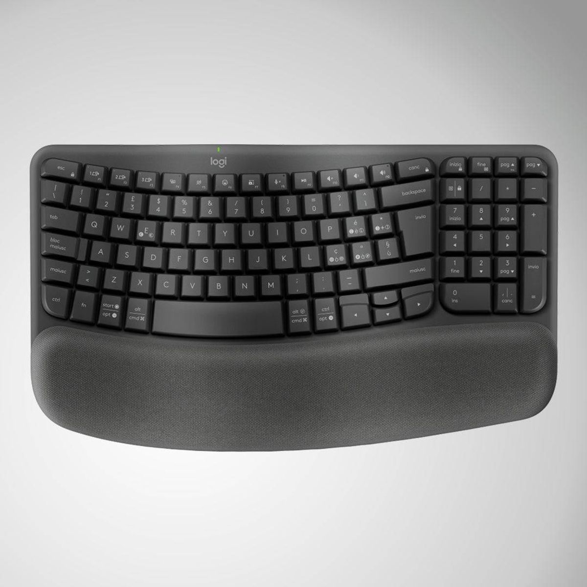 LOGITECH - Teclado inalámbrico Logitech Wave Keys wireless con reposamanos acolchado