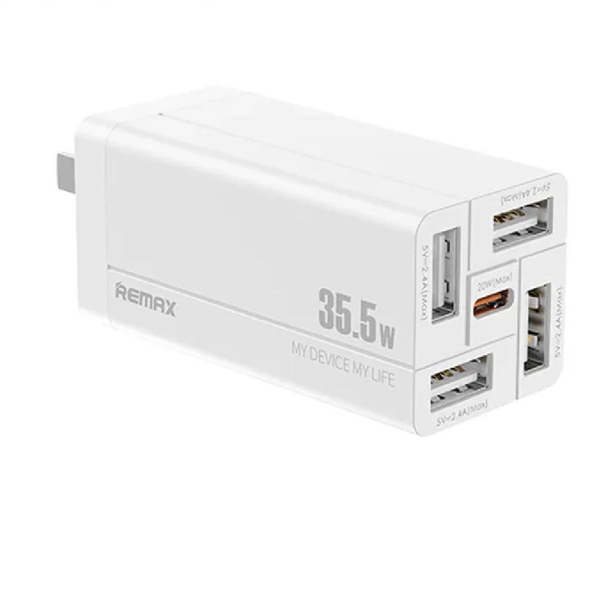 REMAX - Cargador Remax RP-U66 35.5W USB-C PD + 4 USB-A - Carga Rápida
