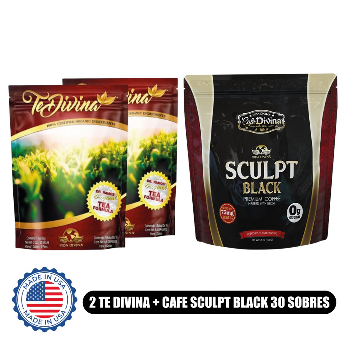 GENERICO - Te divina Original x2 y Cafe Sculpt Black 30 sobres