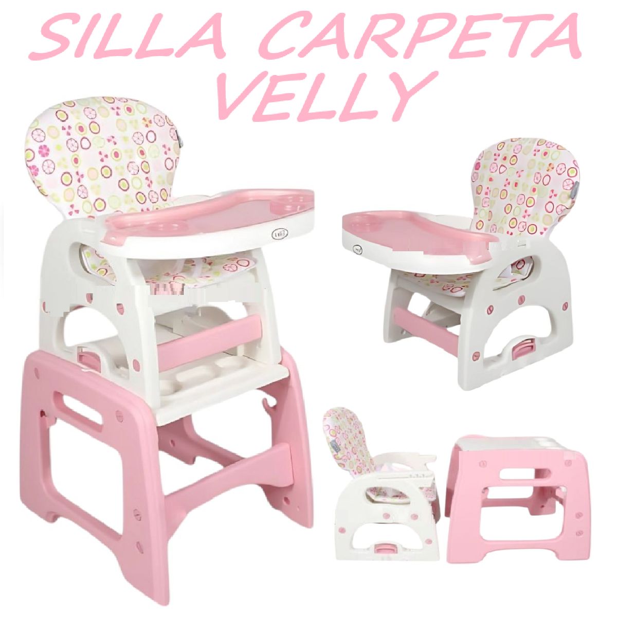 GENERICO - Silla Carpeta respaldar Reclinable 3 en 1 Velly -Rosa