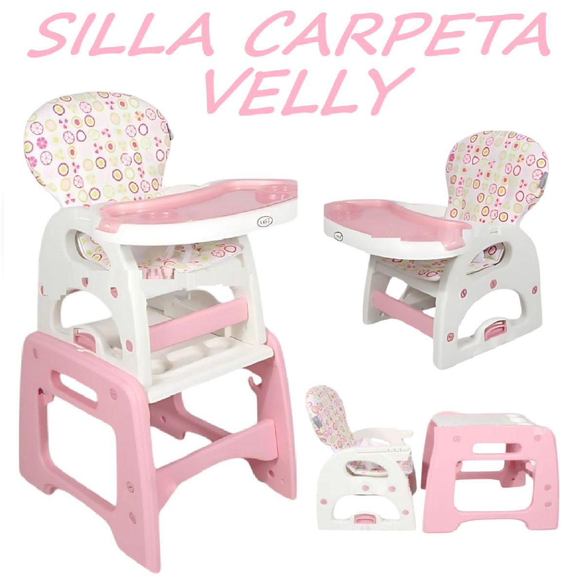 GENERICO - Silla Carpeta respaldar Reclinable 3 en 1 Velly -Rosa