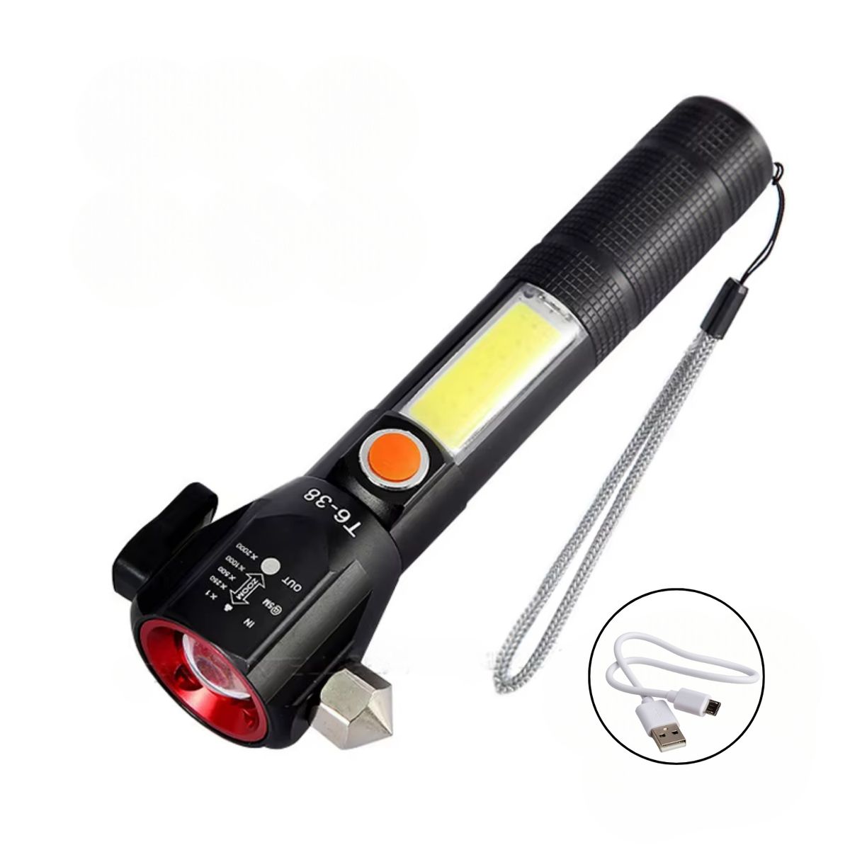 OEM - Linterna Recargable Compacto Portátil 4 Modos de Luz con Zoom