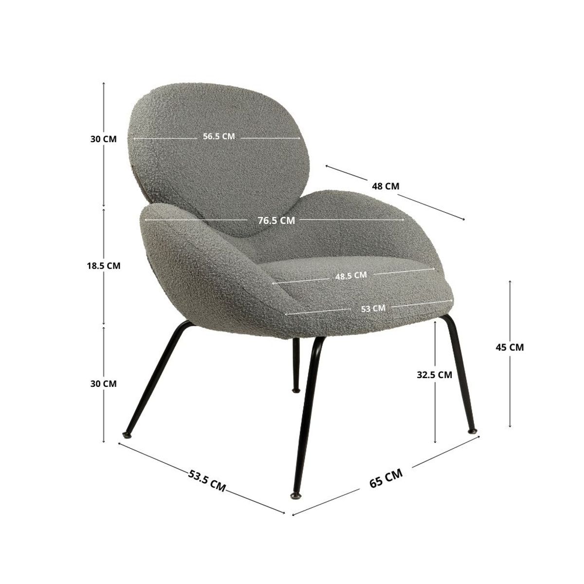 NIHM - Butaca De Metal Y Tela Maak Gris