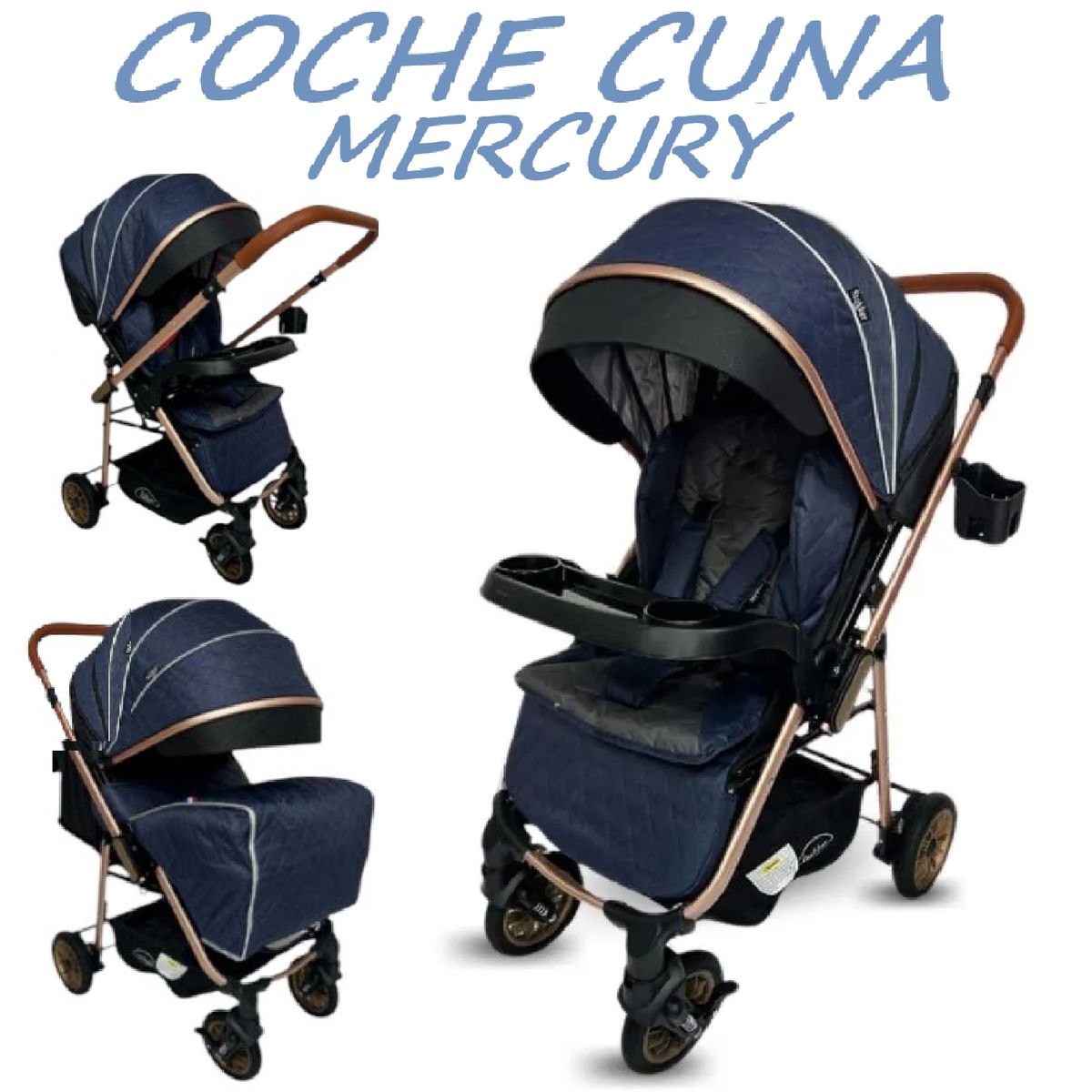 GENERICO - Nuevo Coche Cuna con Bandeja Mercury -Azul