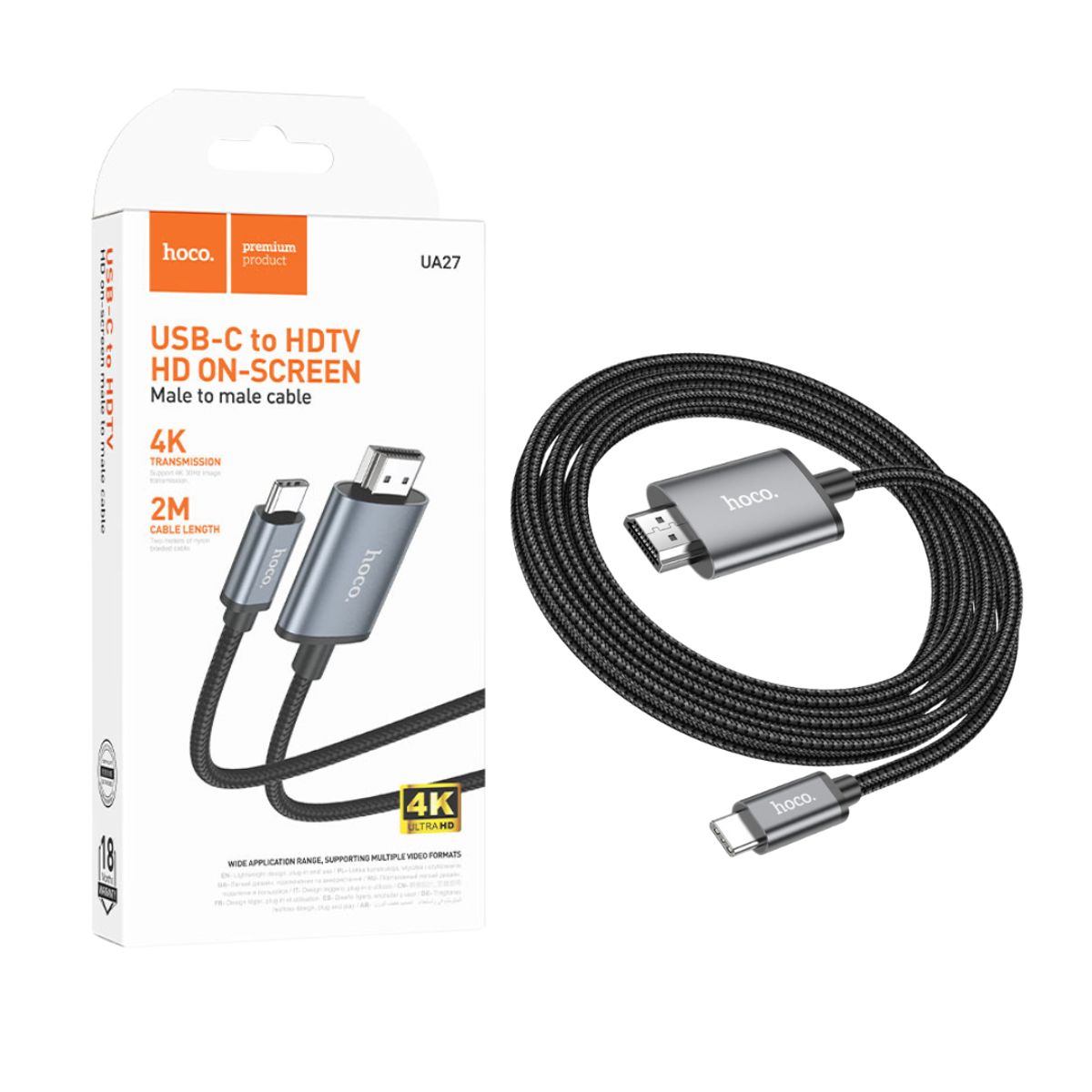 HOCO - Cable Tipo C a HDTV 4K 1 Metro Adaptador Tablets USB-C
