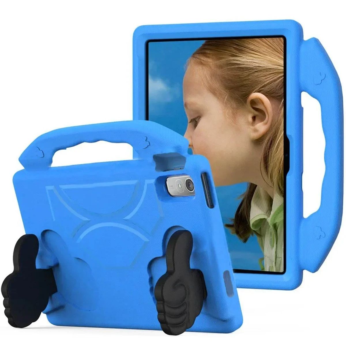 FUNDAANTIGOLPES - Funda de Goma con Diseño Like para Tablet Lenovo M10 5G Azul