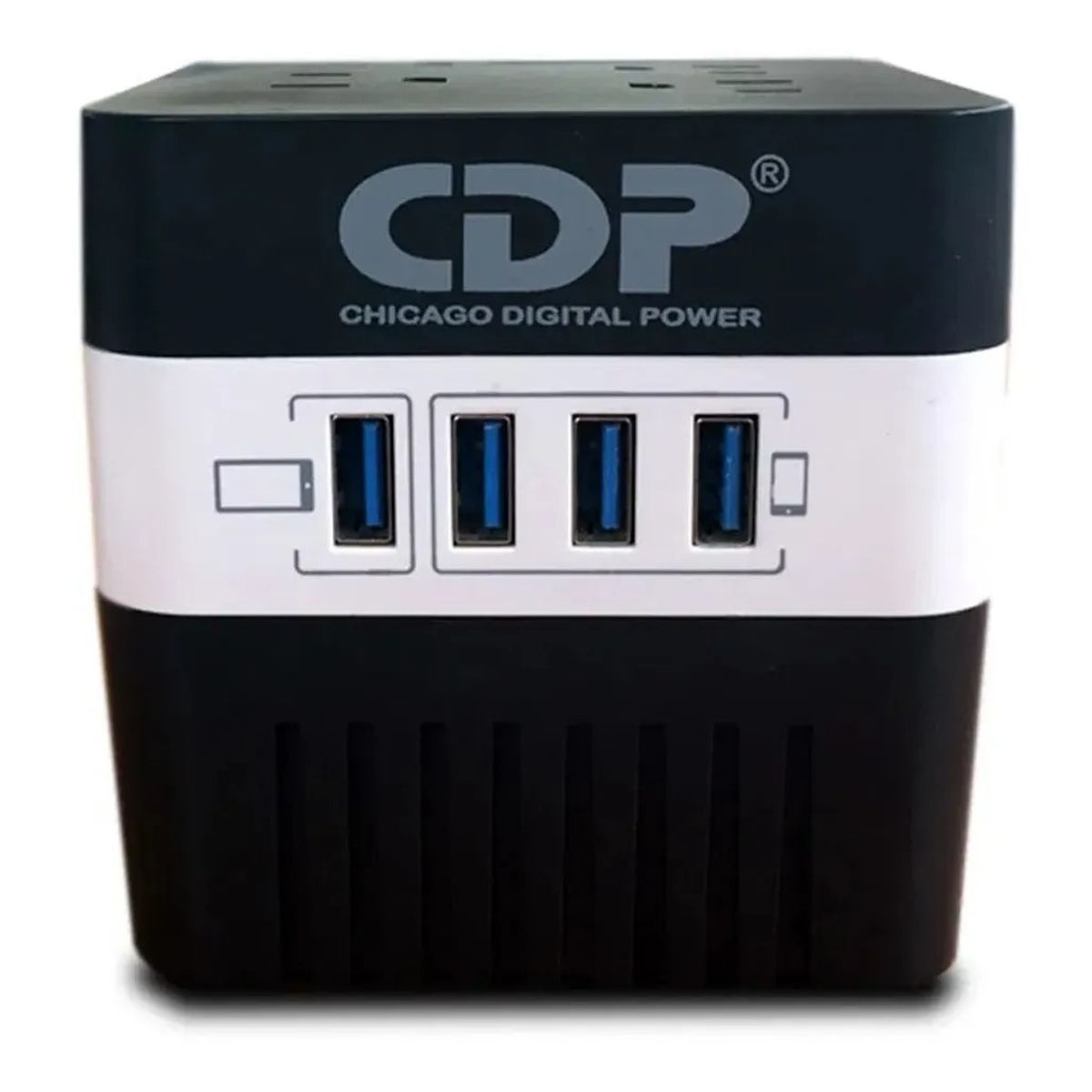 CDP - Estabilizador Cdp Ru-avr6041 600va/300w 4 Salidas 4 Usb B/n Negro