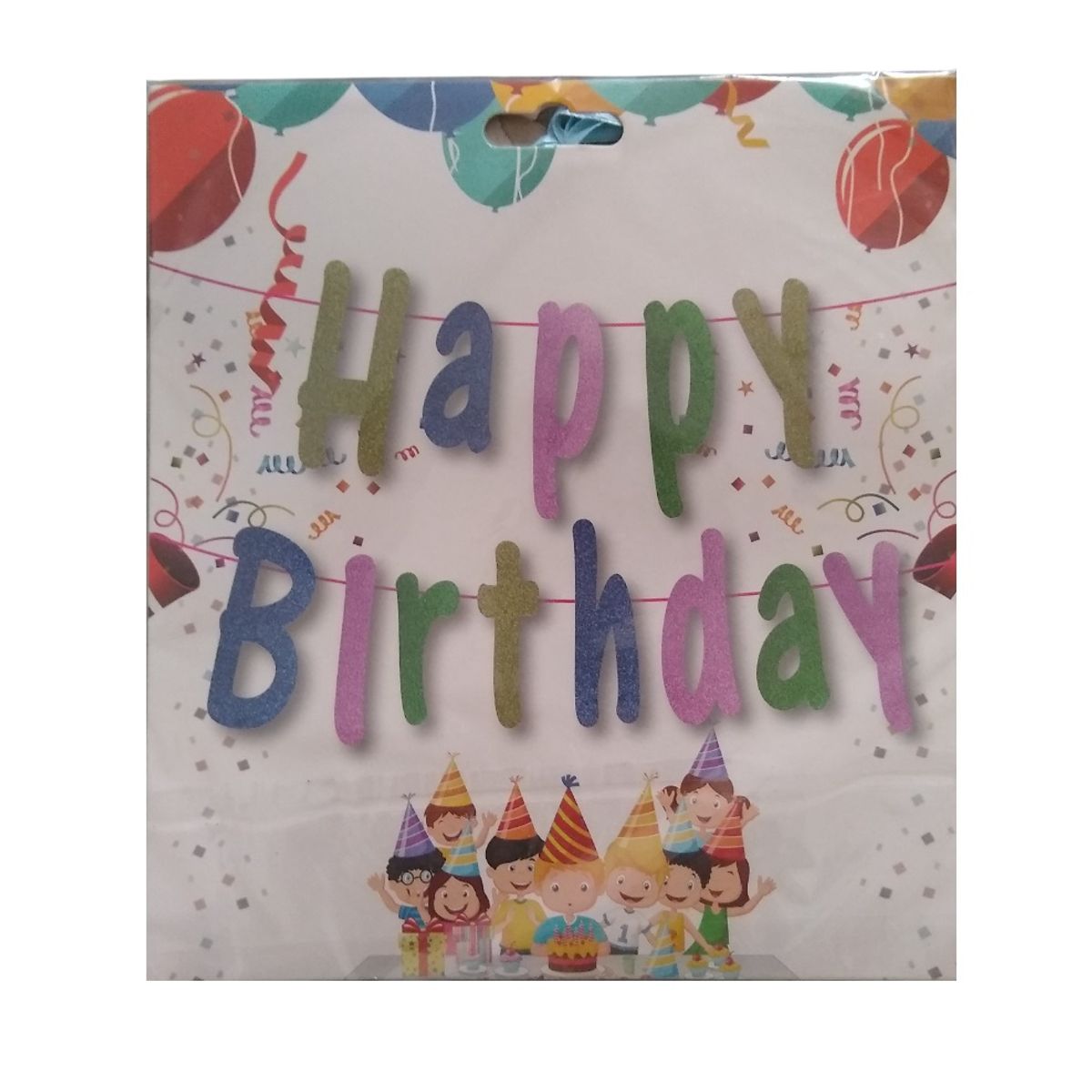 GENERICO - Cadeneta banderines Happy Birthday cumpleaños escarchado