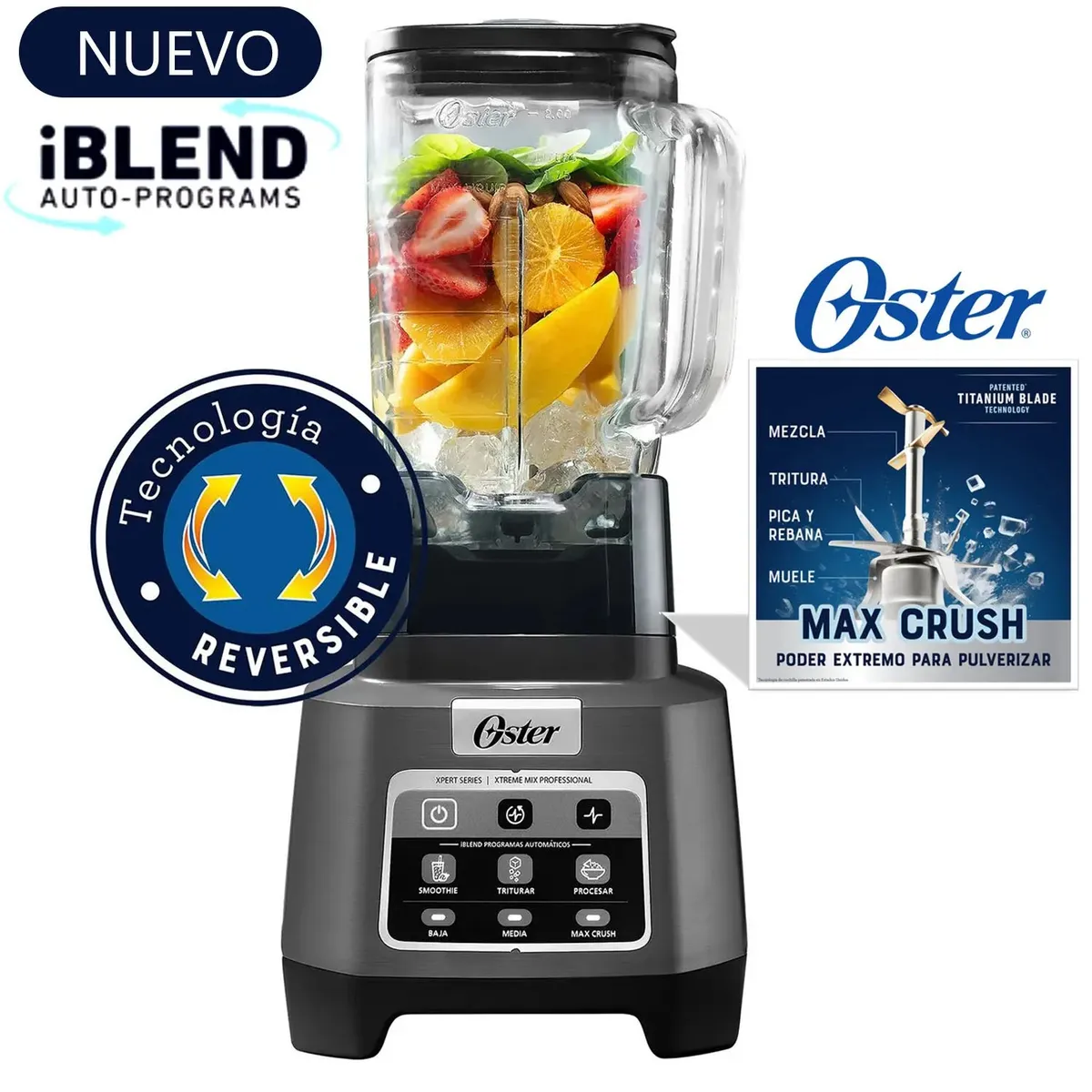 OSTER - Licuadora Xtreme Mix 2l Con Programas Automáticos Iblend BLSTXPG-BW