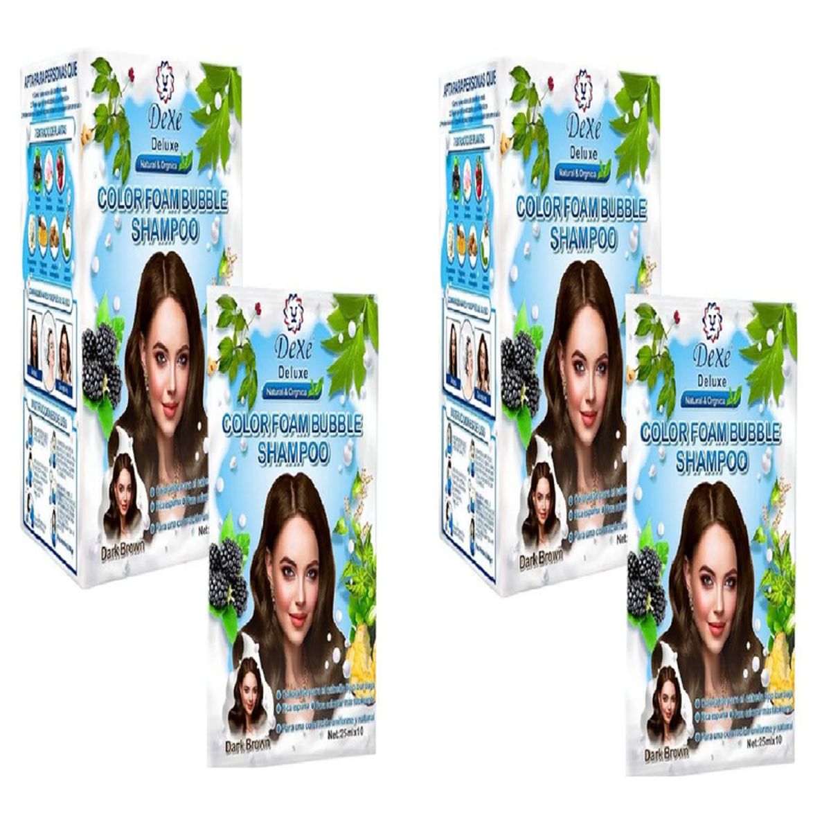 DEXE - 2  Shampoo Dark Brown Marrón oscuro - Dexe 25ml x 10