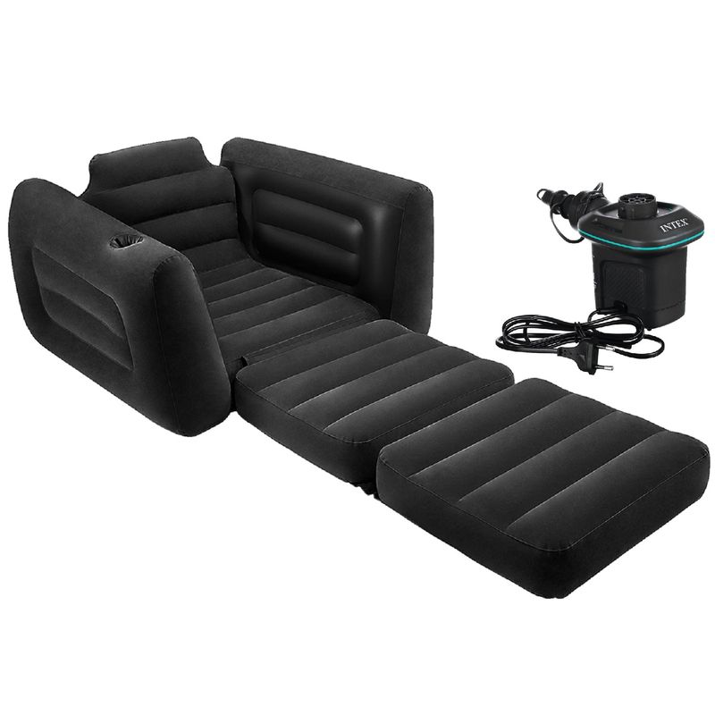 INTEX - Combo Sofá Cama Personal Inflador Eléctrico Confortable