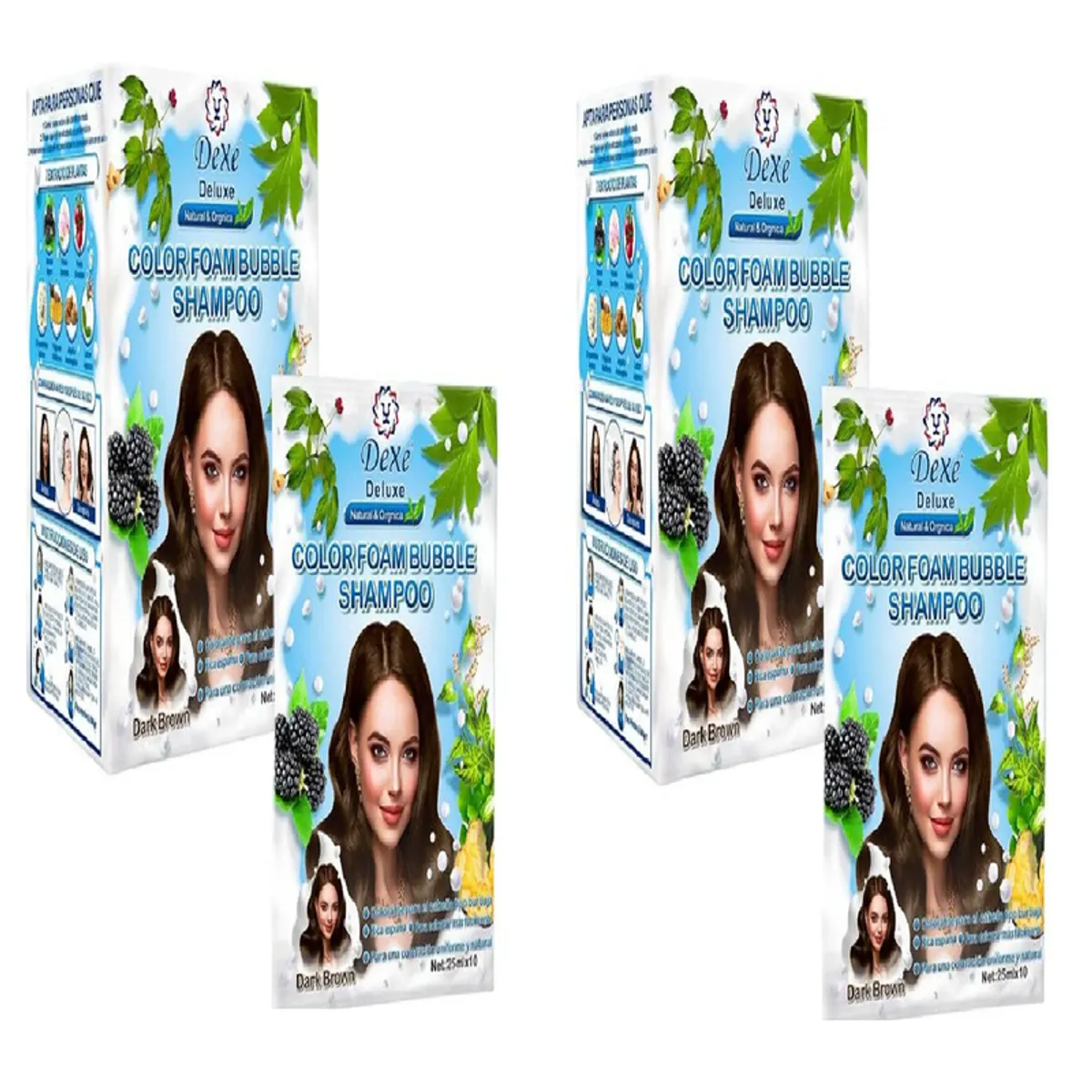 DEXE - 2  Shampoo Dark Brown Marrón oscuro - Dexe 25ml x 10