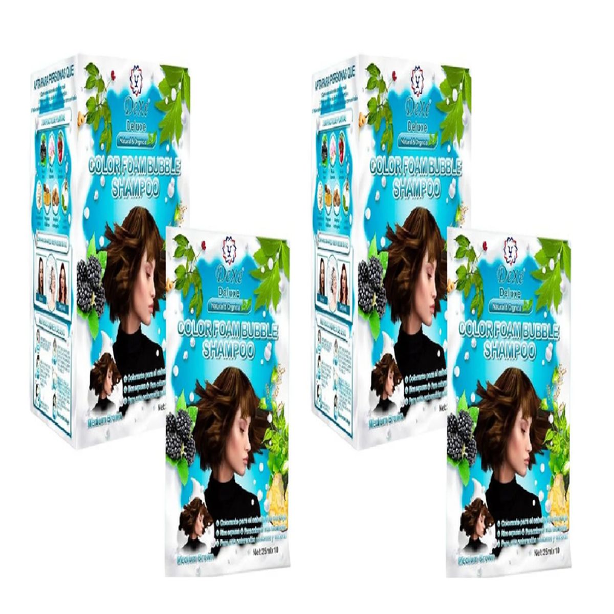 DEXE - 2 Shampoo Medium Brown Marrón Medio - Dexe 25ml x 10