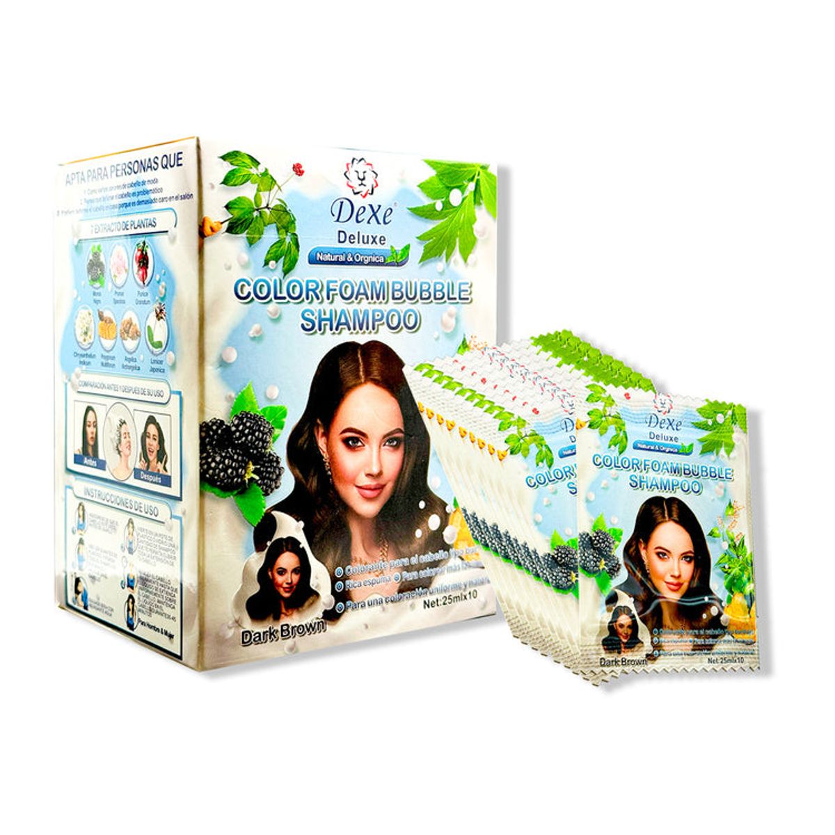 DEXE - Shampoo Dark Brown Marrón oscuro - Dexe 25ml x 10
