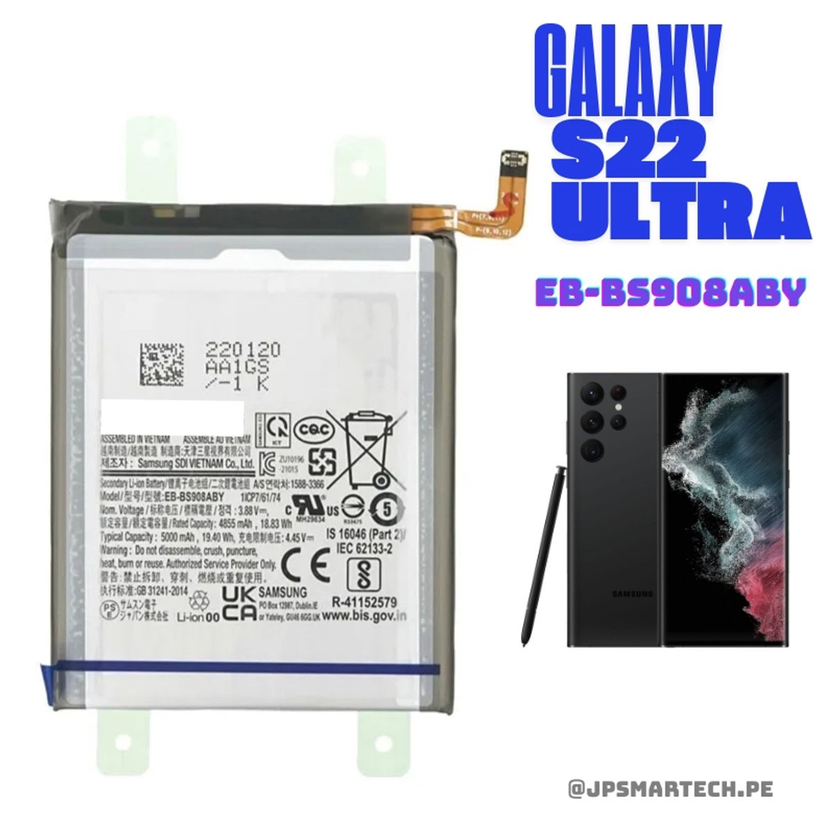 OEM - BATERIA SAMSUNG S22 ULTRA TORIGINAL-SM NUEVO