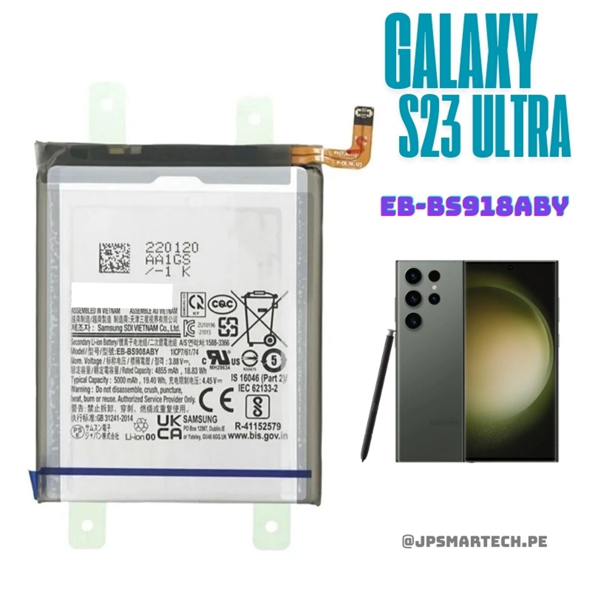 OEM - BATERIA SAMSUNG S23 ULTRA TORIGINAL-SM NUEVO
