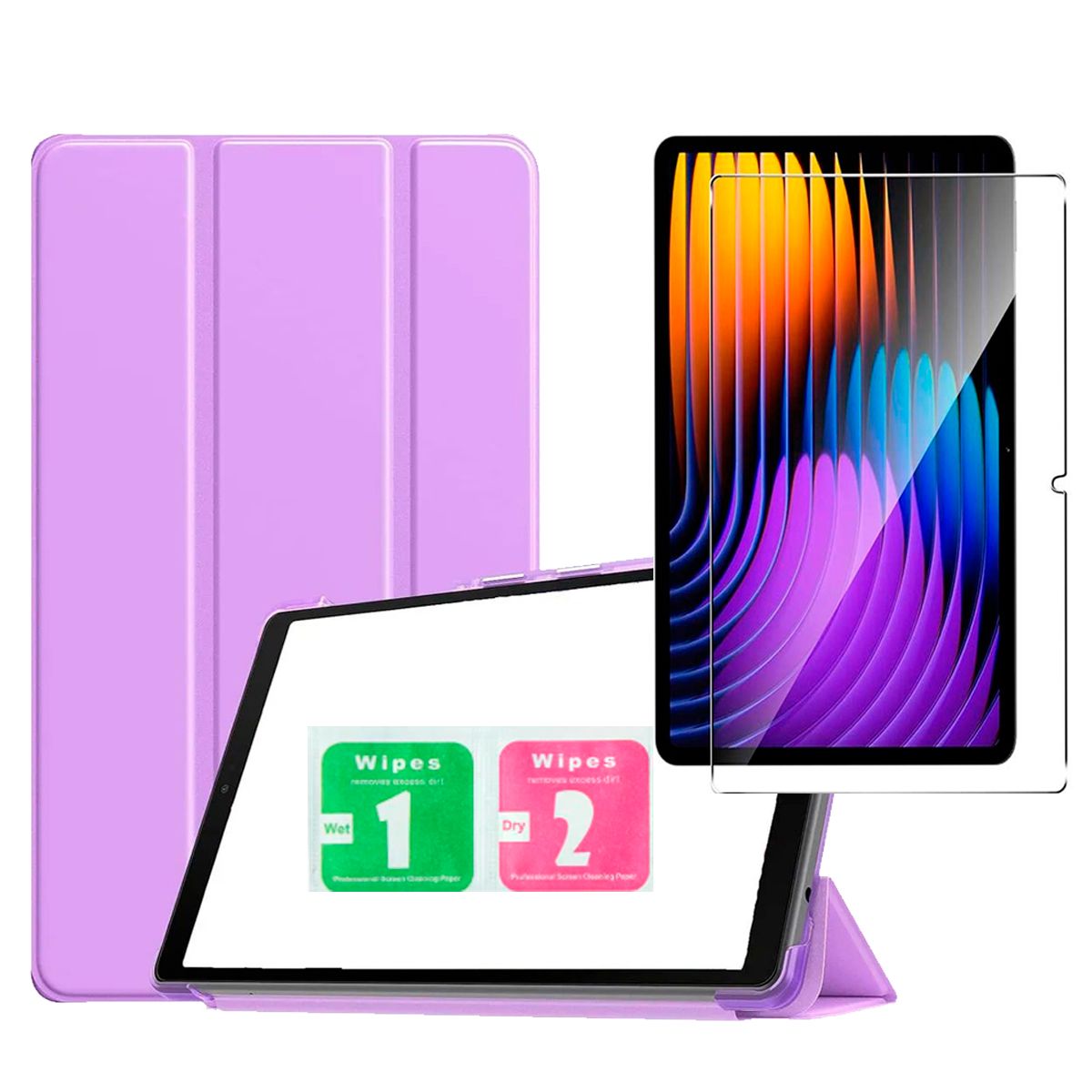 GENERICO - Kit - Funda Bookcover Lila + Mica de Pantalla para Xiaomi Pad 7