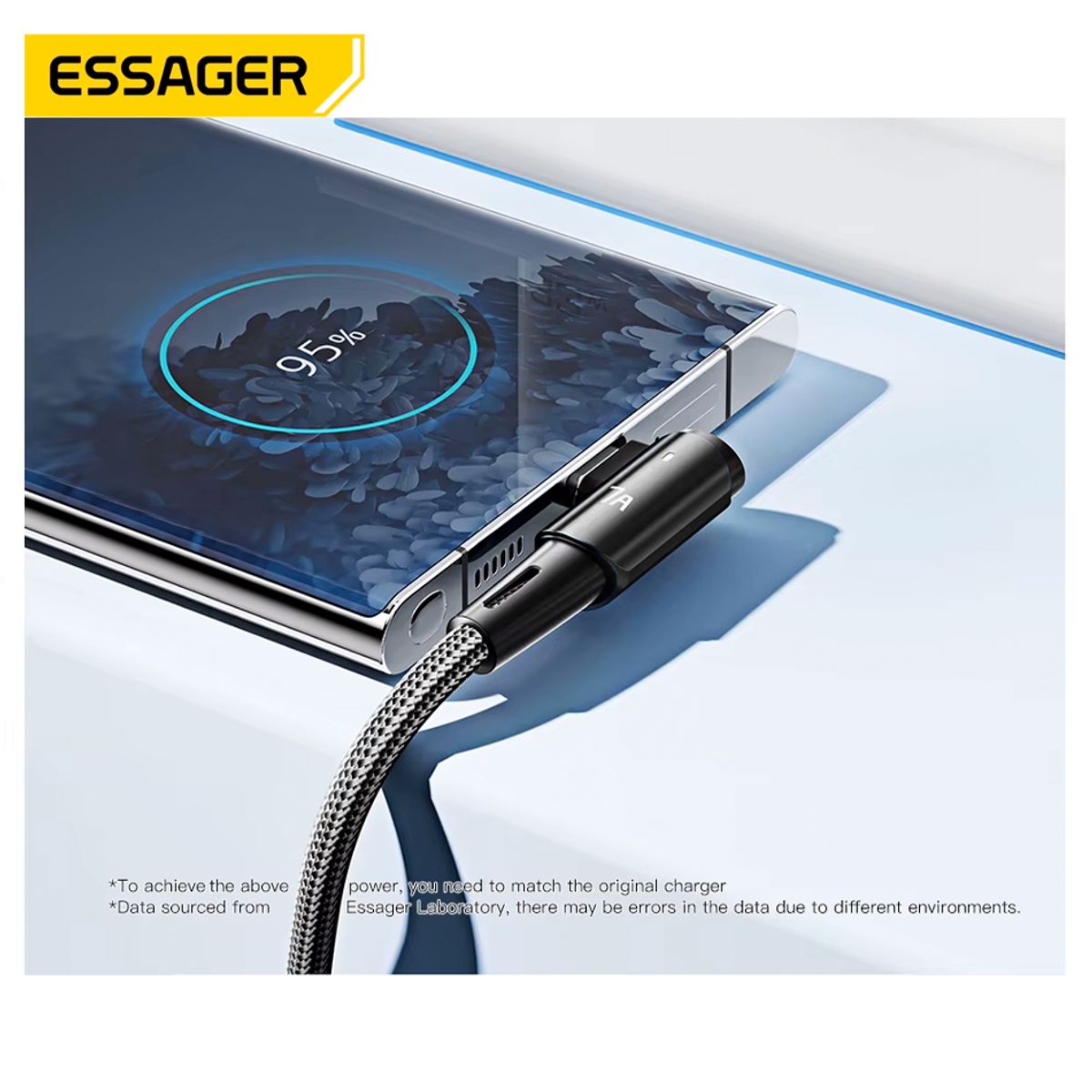 ESSAGER - Cable usb 7A Carga Rapida Essager Usb C 2metros