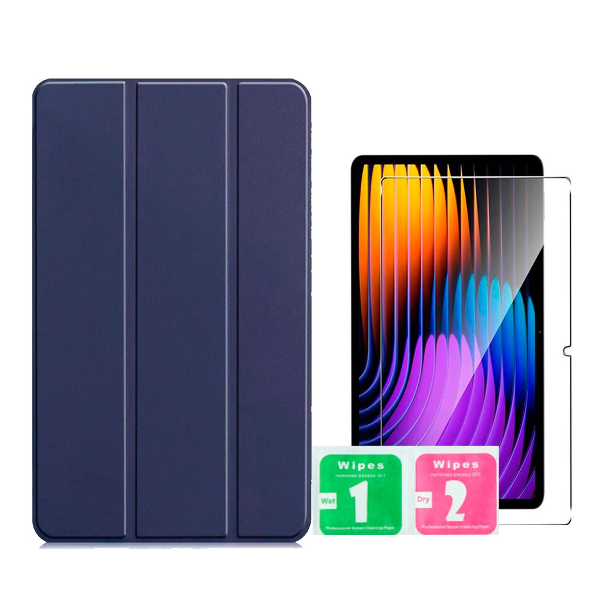 GENERICO - Kit para Xiaomi PAD 7 PRO + Funda Bookcover Azul + Mica de Pantalla Clear