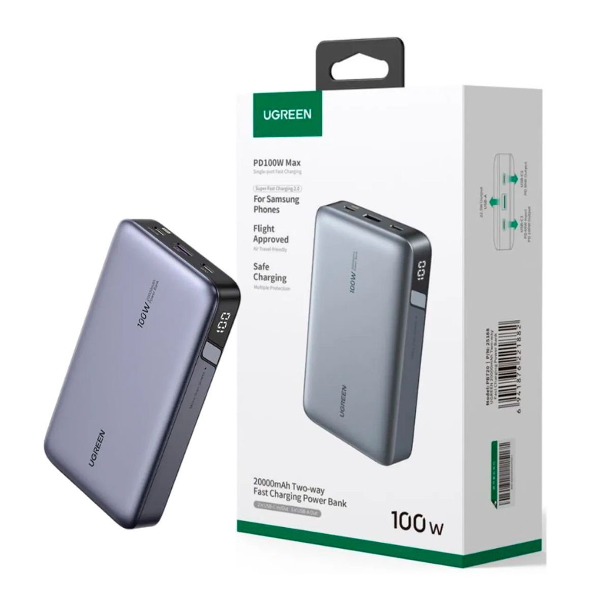 UGREEN - Powerbank Ugreen 100W 2000mAh Macbook Baseus - Gris