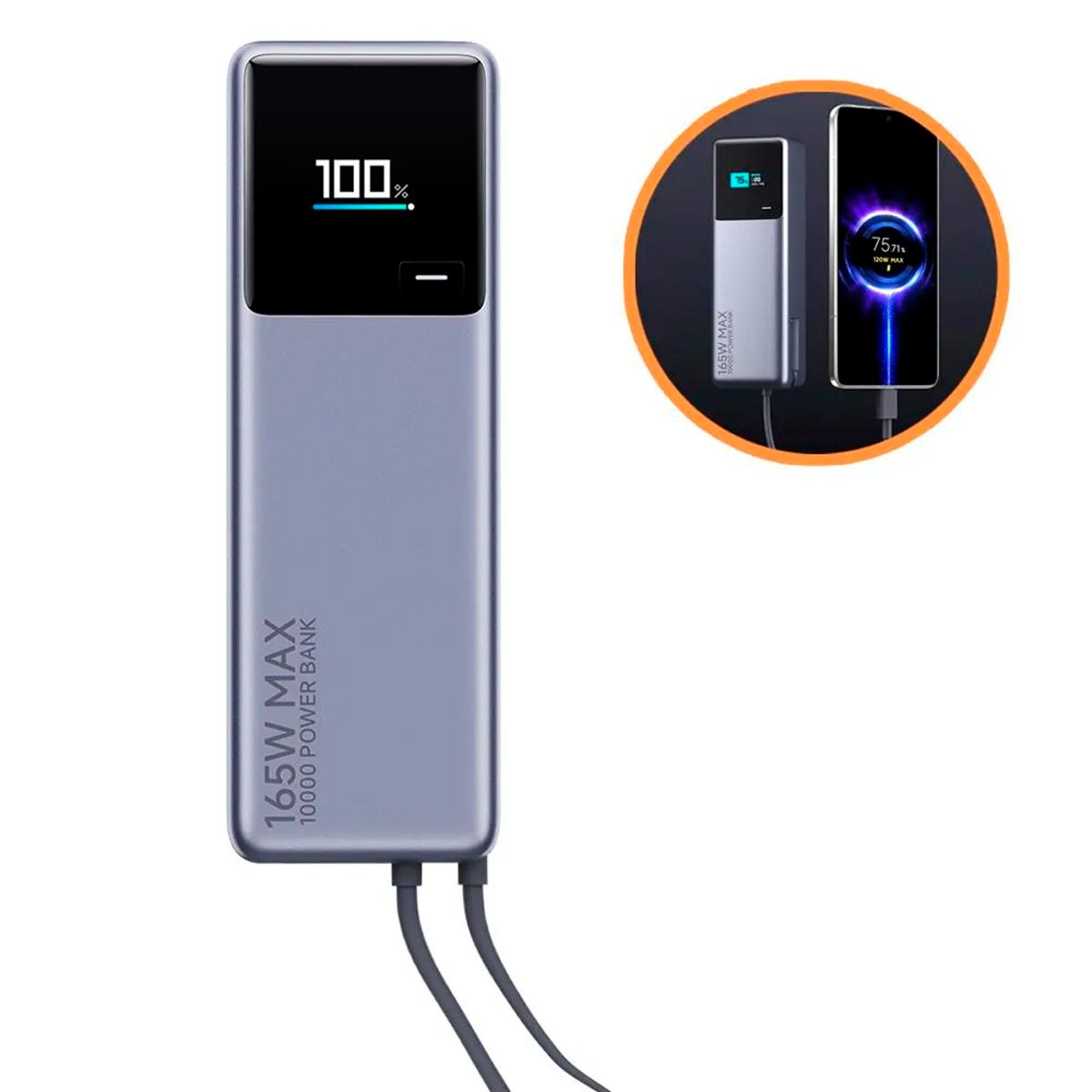 XIAOMI - Xiaomi 165W Power Bank 10000 Cable USB C integrado Pantalla Led