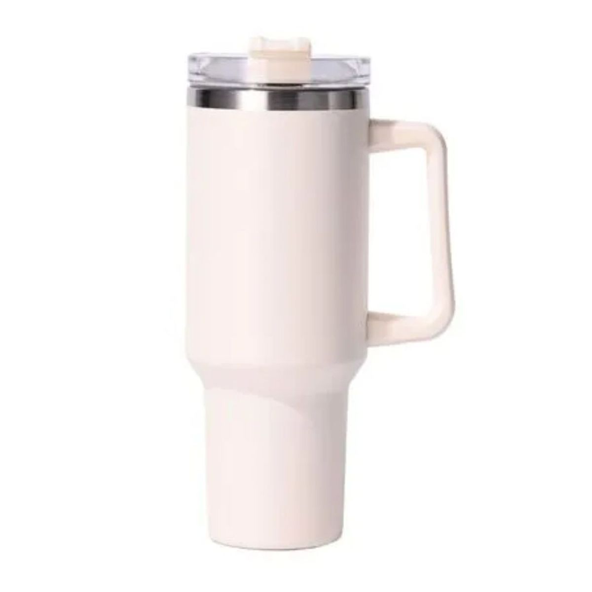 GENERICO - Vaso/ Termo Térmico De Acero Inoxidable Con Asa De 1200 Ml Crema