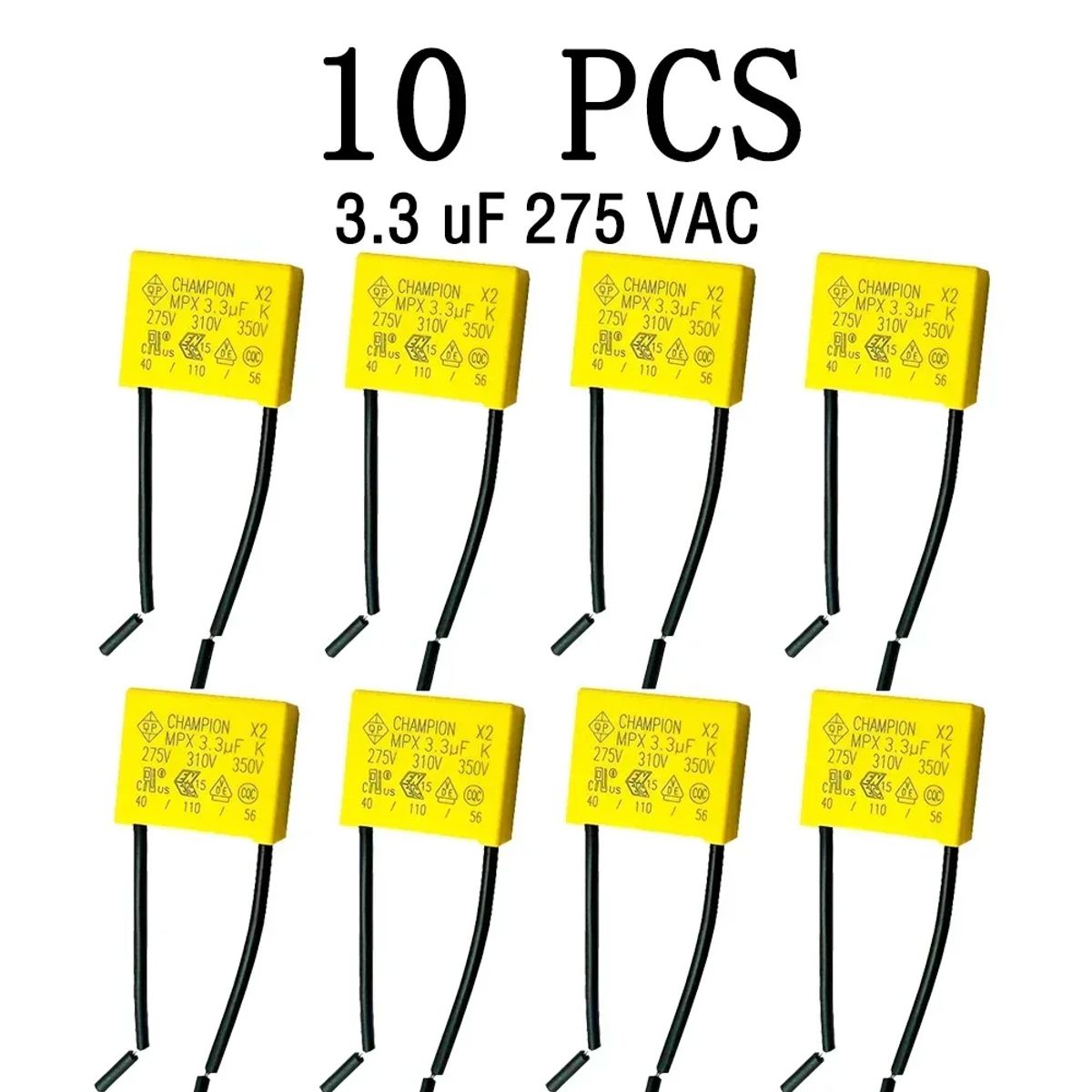GENERICO - CAPACITOR CONDENSADOR 3.3 UF - REEMPLAZA CABLE NEUTRO - KIT 10 UNIDAD