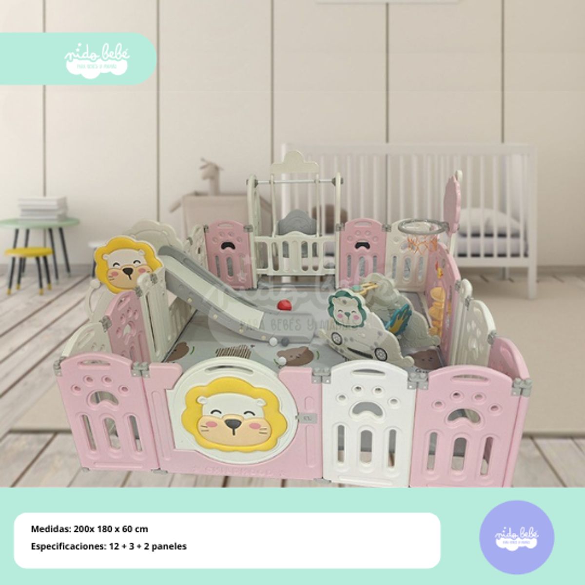 GENERICO - Cerco de juegos para niños modelo León Rey pink