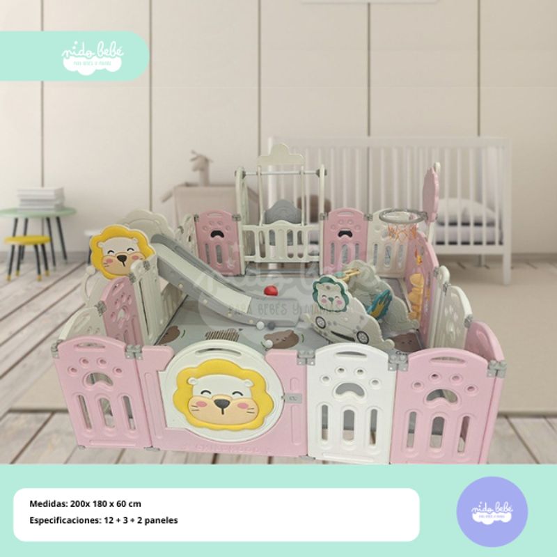 GENERICO - Cerco de juegos para niños modelo León Rey pink