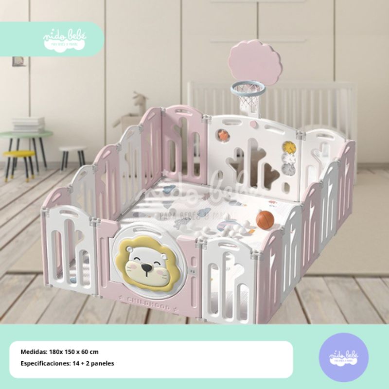 GENERICO - CERCO INFANTIL PLEGABLE LEONCITO ROSADO