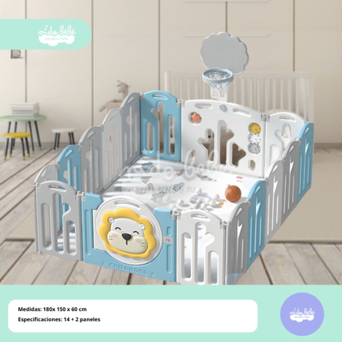 GENERICO - CERCO INFANTIL PLEGABLE LEONCITO CELESTE