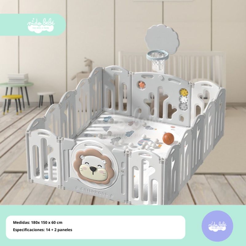 GENERICO - CERCO INFANTIL PLEGABLE LEONCITO PLOMO