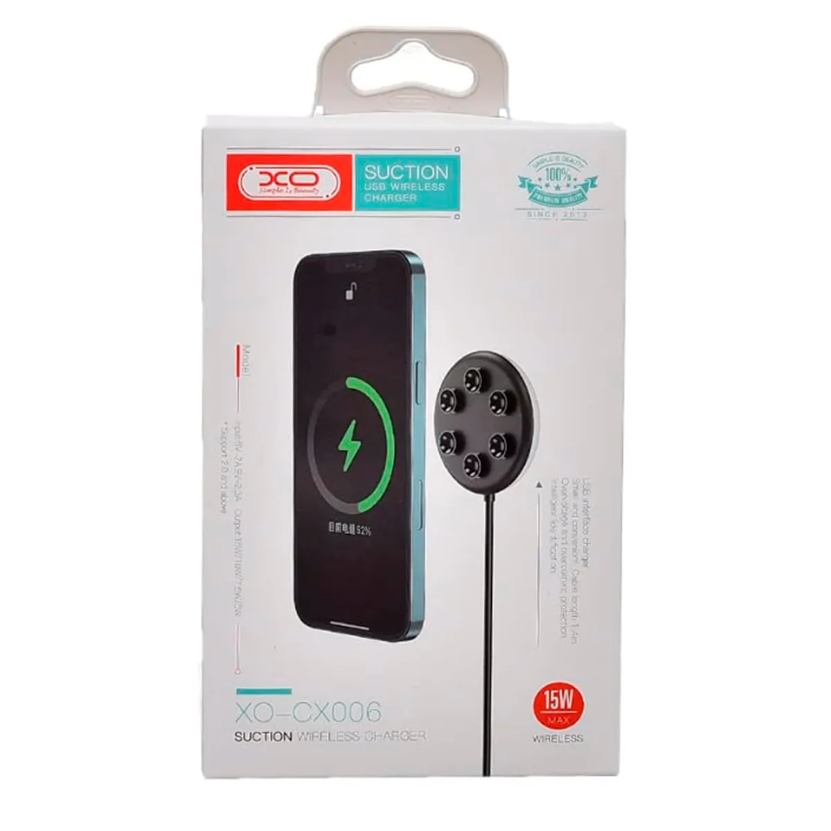 XO SIMPLE IS BEAUTY - Cargador Inalámbrico de Succión 15W Máx Con Ventosa  XO-CX006