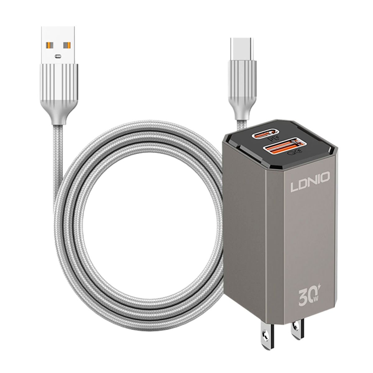 LDNIO - Cargador Carga Rápida 30W LDNIO A2527C con Cable Tipo C