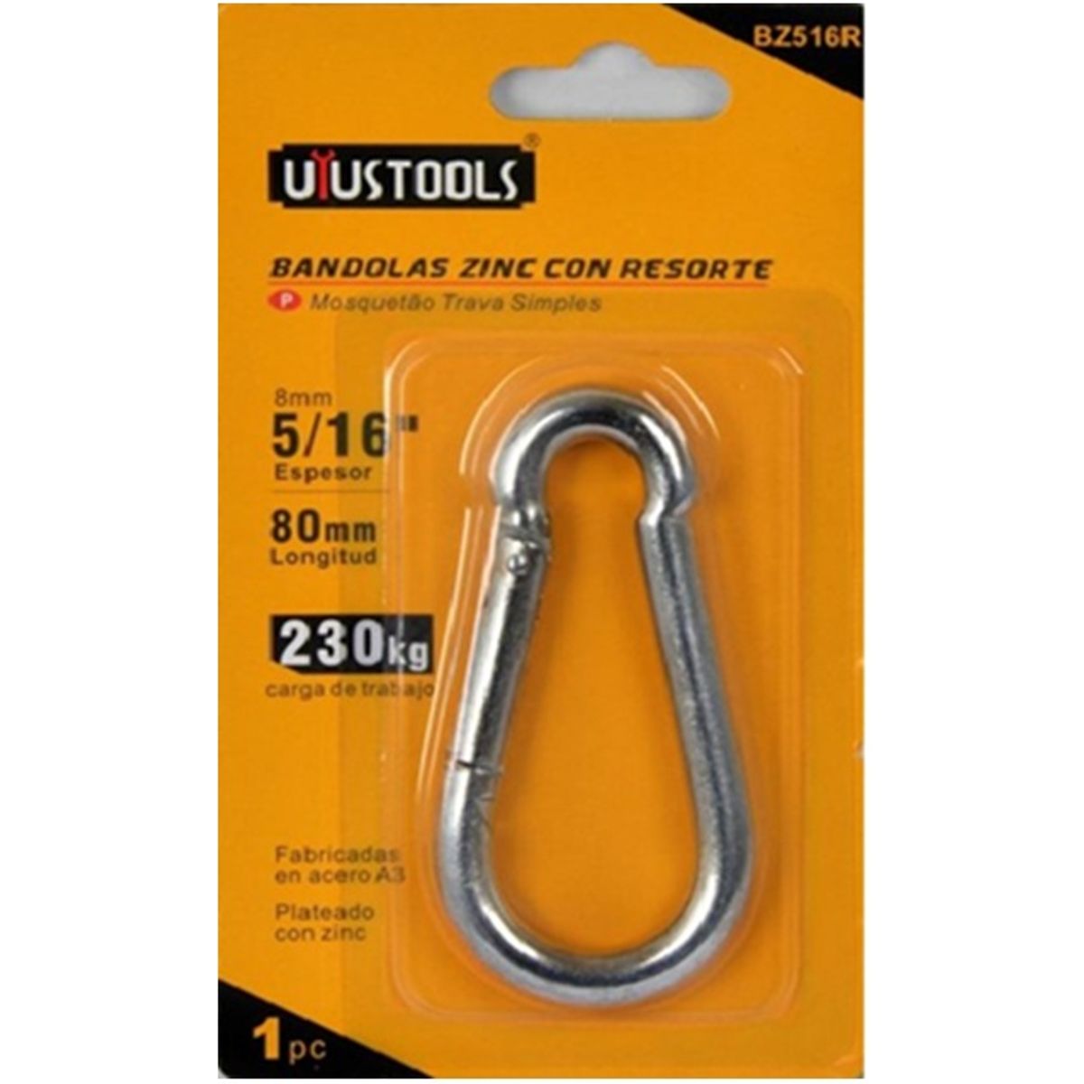 UYUSTOOLS - Mosquetón Bandola 8x80mm X 230kg UYU