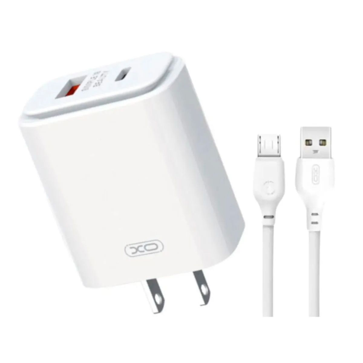 XO SIMPLE IS BEAUTY - Cargador XO L90C 12W Dual USB Charger Micro USB V8 Blanco