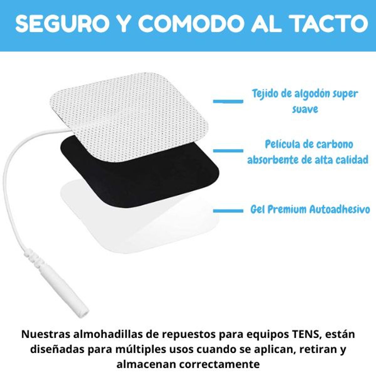 GENERICO - Pack de 20 Electrodos Premium de 5'' x 5'' compatible con TENS