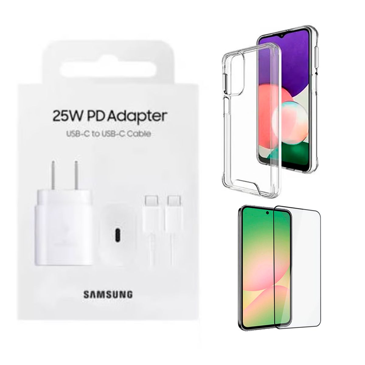 SAMSUNG - Kit Para Samsung A56 Cargador 25w Blanco + Case Y Funda