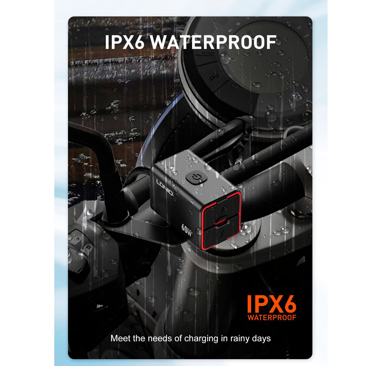 LDNIO - Cargador 60W Para Motocicleta 2 Puertos IPX6 Ldnio C108 C Rápida